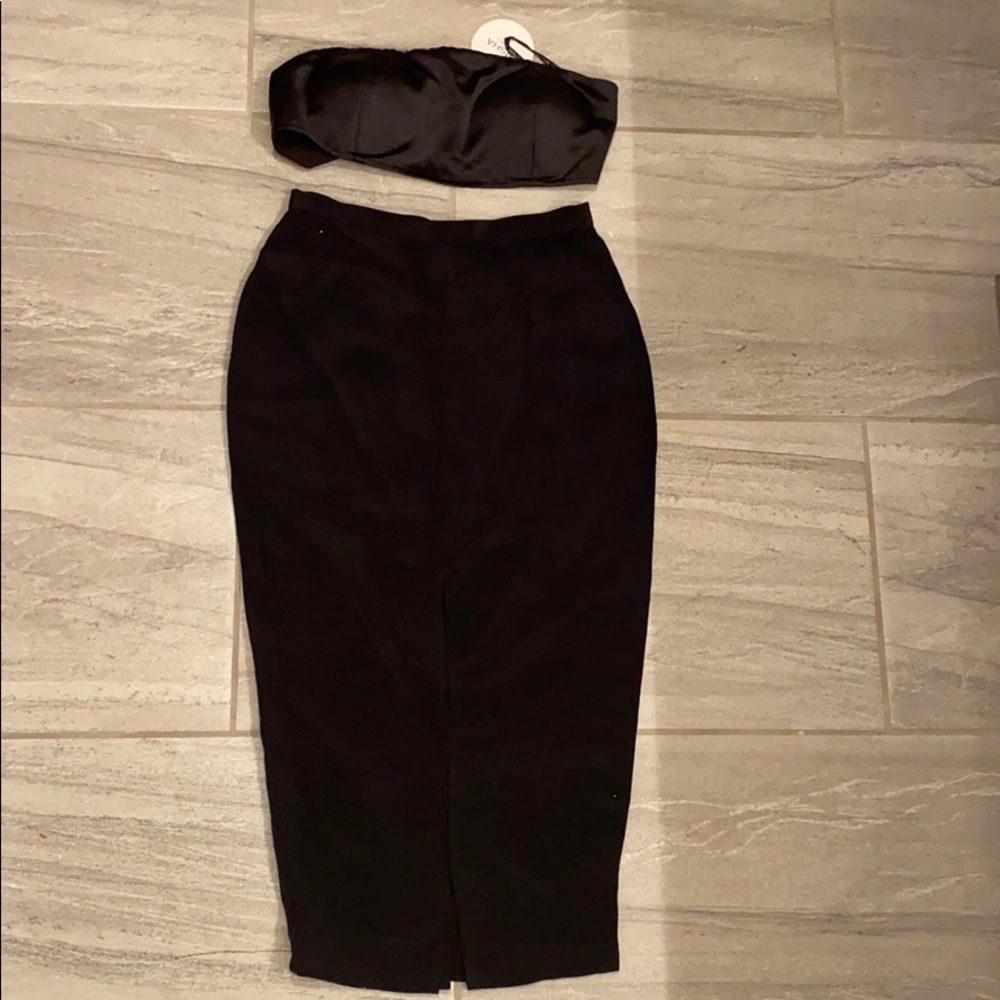 Misha Collection Black Crop top and Skirt set.